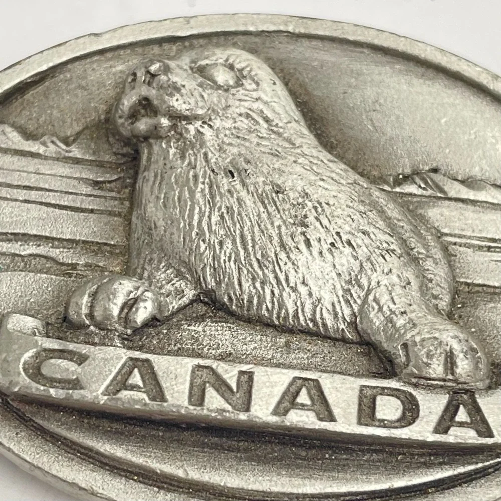 Vintage 90s Canada Souvenir Animal Pup Wildlife‎ Pewter Keychain Charm Jewelry